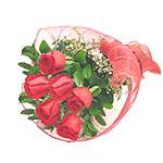 Six Pink Roses delivered beautifully arranged with fillers and greenery...