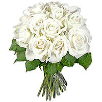 12 white roses+greenery 