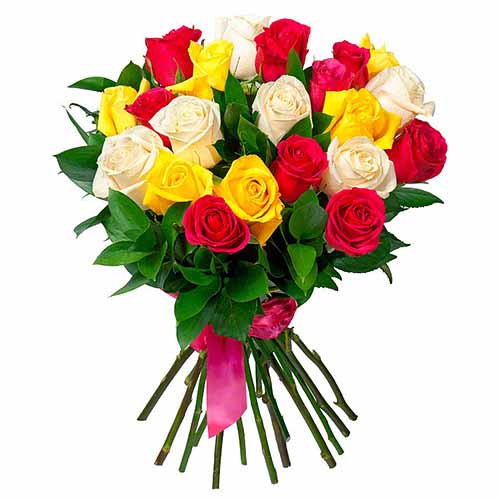 Sweet 12 Multi Color Rose Bouquet on Valentines Day