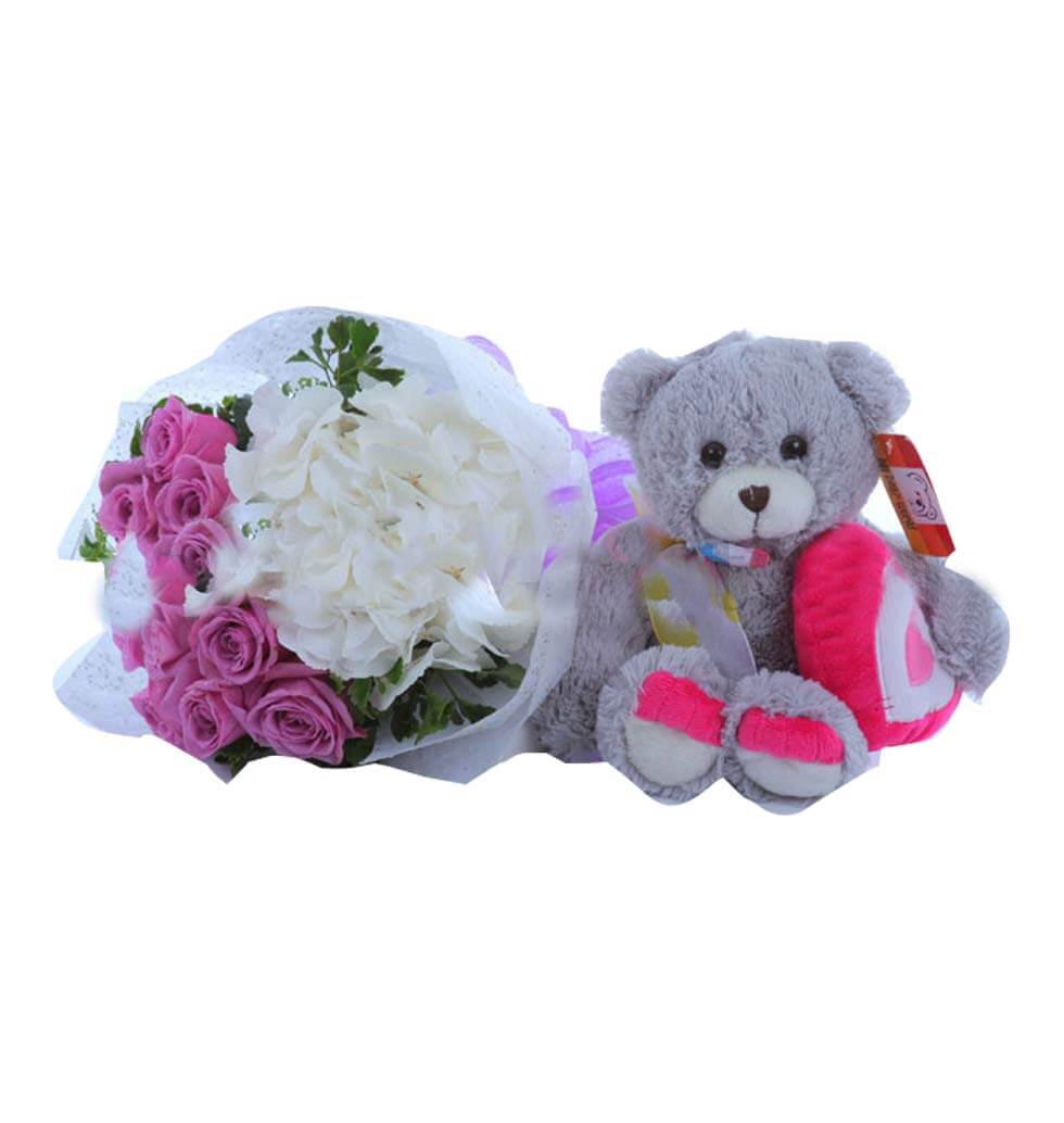 Timeless Floral And Teddy Pair