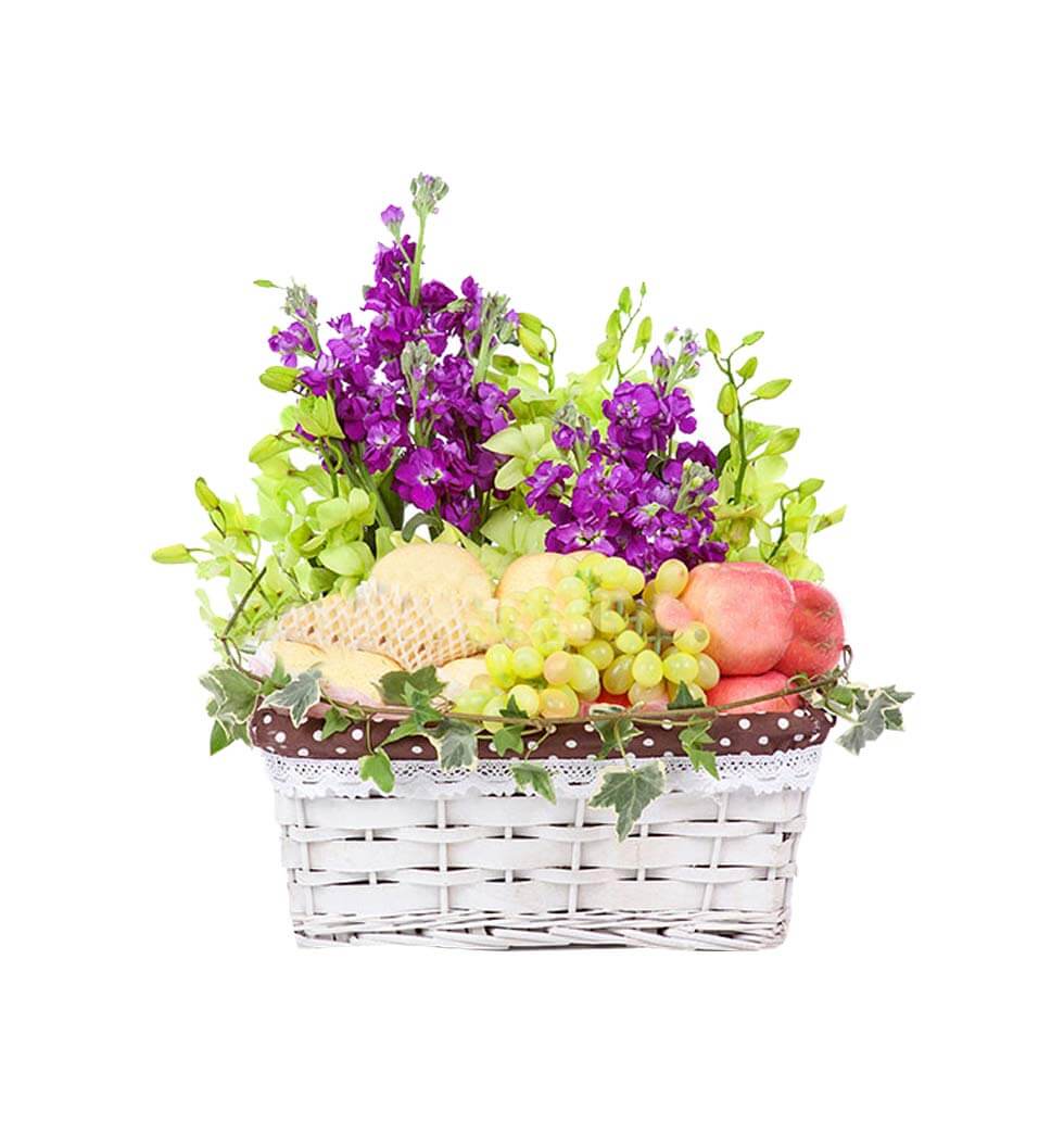 An arrangement of tempting fruits in a basket make...