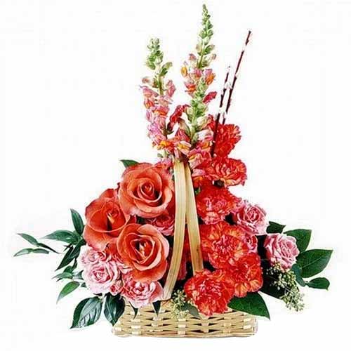 Assorted Flowers in an Attractive Basket