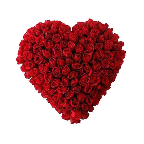Dreamy Valentine Special 100 Red Roses in Heart Shape Arrangement for Special One