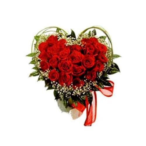 Elegant 18 Heart Shaped Roses Arrangement for Your Dear Ones on Valentines Day