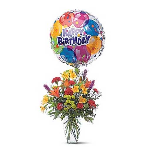 Assorted Mixed Flowers with Balloon