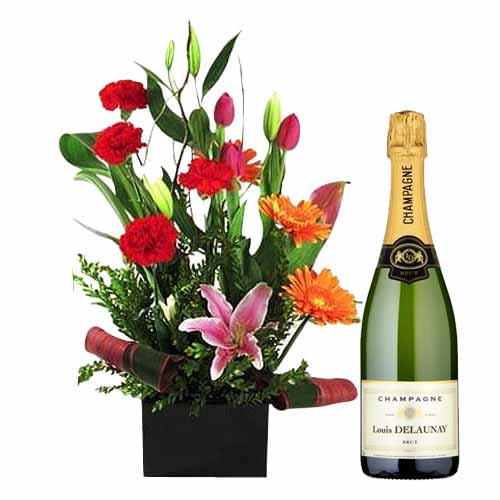 Champagne with Exotic Flowers
