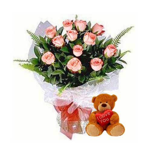 Birthday Bear with Roses