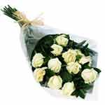 Stylish Velvety Touch 12 White Roses Bouquet