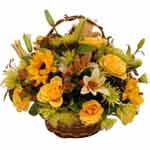 Unique Basket of Colorful Flowers