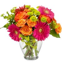 Seasonal flowers with vase