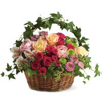 Roses with seasonal in basket