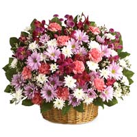 Seasonal flowers in basket