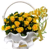 Yellow Roses in basket