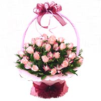 Pink Roses in basket