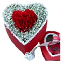 Heart shape roses in a basket