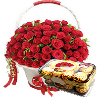 Rose Basket With Ferrero Rocher