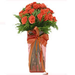 20 Stem Orange Roses in Vase 