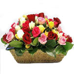 30 stem blended color of short stem roses arranged...