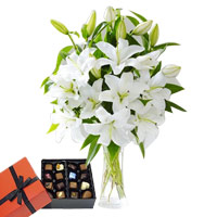 Appetizing Chocolates and White Lilies Gift Pack