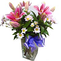 Lilies with seasonal flowers