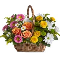 Seasonal flowers in basket