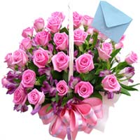 Pink Roses in a basket  ......  to South Jeolla_SouthKorea.asp