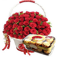 100 stem premium red roses with  Ferrero Rocher bo......  to Cheongju
