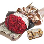 Comprising of A Basket of 50 Red Roses and a Pack ......  to Cheongju_SouthKorea.asp