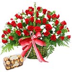 This arrangement includes 50 Red Roses , white sea......  to Cheonan