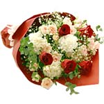Mix Flowers 12 stem red roses and white  seasonal ......  to jeju do