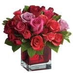 12 red roses, 3 pink liles, 3 orange roses arrange......  to Daegu