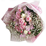 lovely and playful bouquet of pink roses, pale pin...