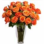 Distinctive Recipient's Delight 24 Orange Roses Bunch in a Vase