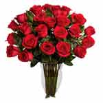 Blooming Bunch of 48 Red Roses in a Vase