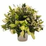 Artistic Minty Fresh Flowers Arrangement in Metal Bucket