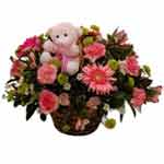 Attention-Getting Flower Basket with a Cute Teddy