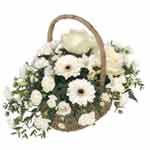 Elegant White Floral Arrangement in a Basket