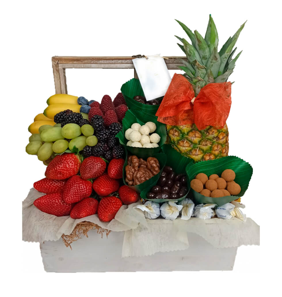 This basket of fresh fruits and other delicacies i...