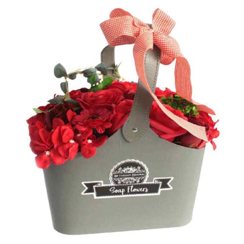 Red Basket Of Soap Flowers
