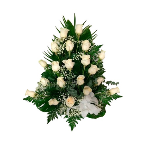 Our 12 white roses bouquet center is a fun and uni......  to Pontevedra