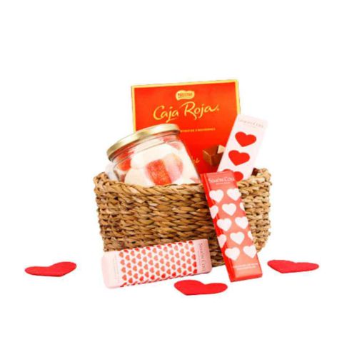The Valentines Detail basket full of chocolate... ......  to Valencia