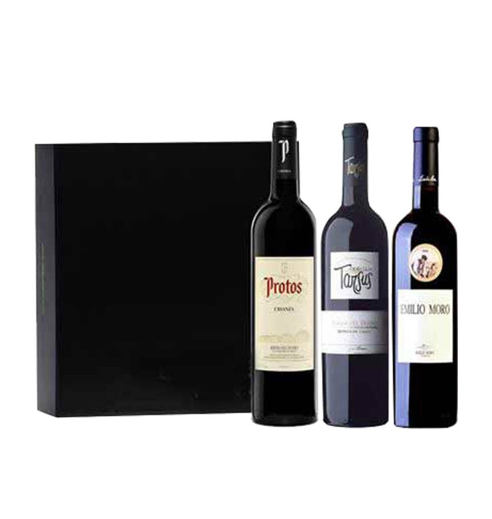 This case includes three red wines made by Bodegas......  to Valladolid