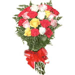 Gift Wrapped Twenty four Mixed Rose Bunch 