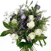Elegent white & purple bouqet make special your day