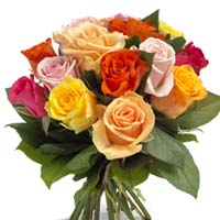 Mixed bouquet of roses in many colors - for any ro...