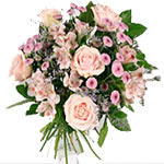 A lovely bouquet of wonderfully fragrant roses,alstromeria, krysanthemum with so...