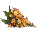 Beautiful stylish bouquet in warm orange tones and seasonal greens.<br/>Note:- R...