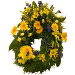 This serene and peaceful wreath is a beautiful yellow and blue flowers.(Size sma...