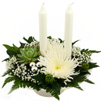 White Cut Flower Decoration with White Candles