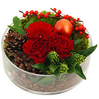 Brilliant Cut Flower Arrangement in Round Glass Bowl